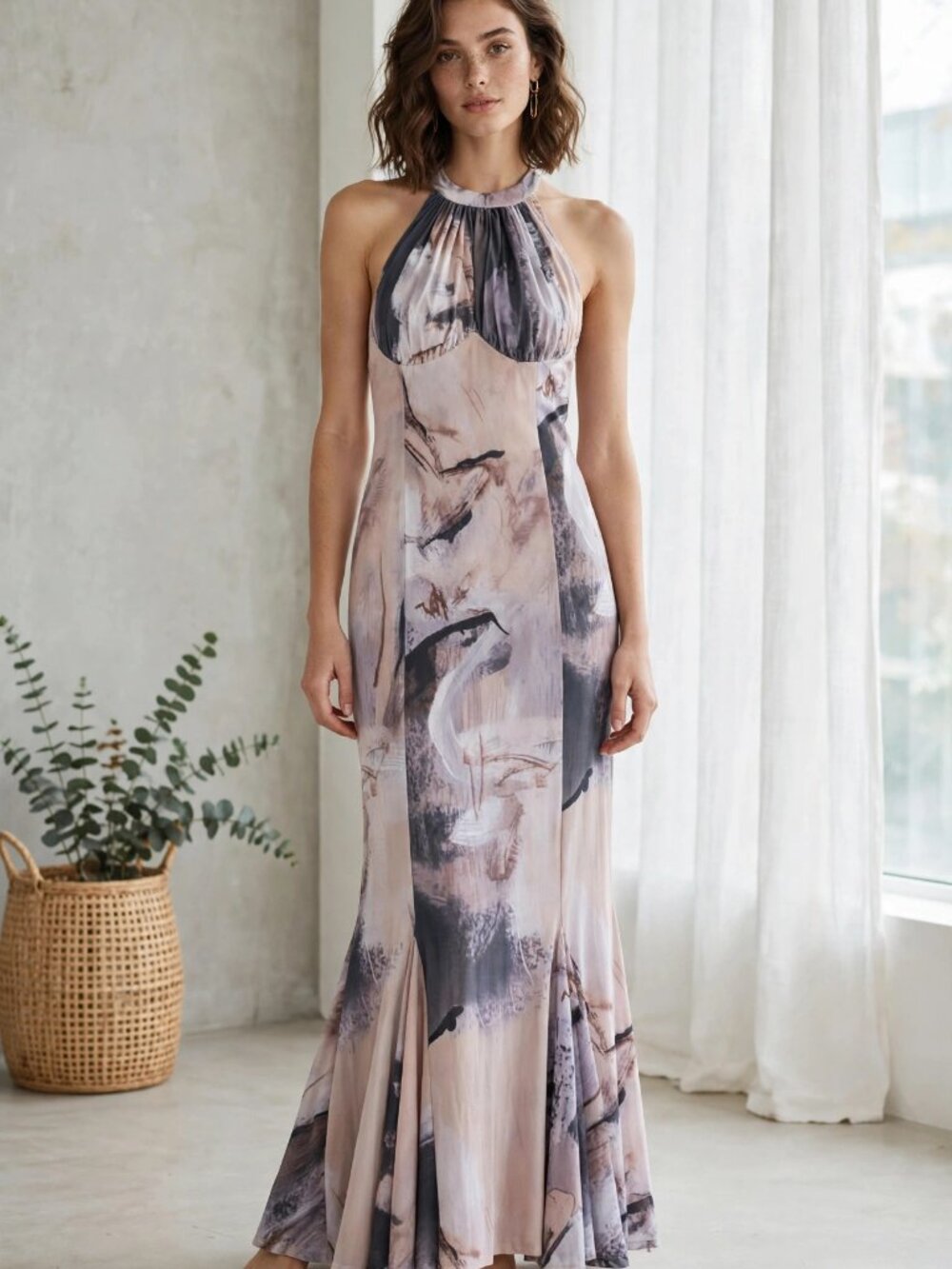 NWT Let Me Be for Anthropologie Knit Halter Maxi Dress M